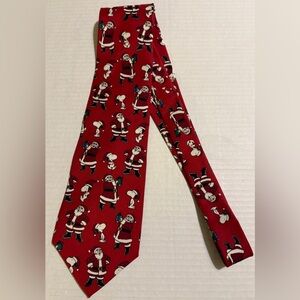 Peanuts Snoopy & Santa Red Silk “Hang’n with Santa” Necktie